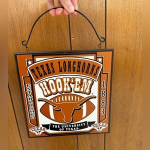 Texas Longhorns orange and white Hanging Wooden Square Plaque